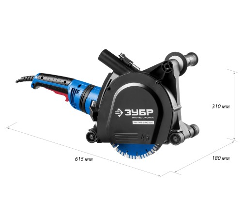 ЗУБР d 180 мм, 2100 Вт, 45 мм, штроборез (бороздодел), метал. ящик, Профессионал (ЗШ-П45-2100 ПВТК)