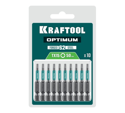 KRAFTOOL OPTIMUM TX 15, 50 мм, 10 шт, биты (26126-15-50-10)