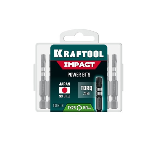 KRAFTOOL Impact TX 20, 50 мм, 10 шт, ударные биты (26195-20-50-S10)