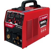 ЗУБР MIG & CUT 5-в-1, MIG / MAG, PLASMA CUT, FCAW, MMA, TIG, 220 А, полуавтомат сварочный, с газом / без газа, горелка ПСГ-220 (ПСГ-М9-220-Р)