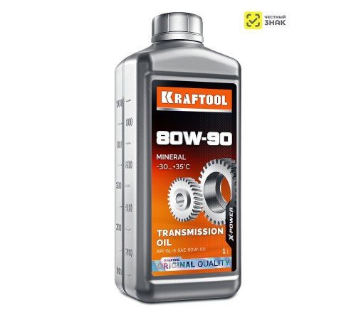 KRAFTOOL SAE 80W-90, 1 л, минеральное трансмиссионное масло (41530-1)