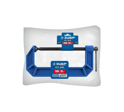 ЗУБР ПСС-200, 200 мм, чугунная струбцина тип С (G-образная), Профессионал (32245-200)