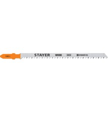 STAYER T301CD, T-хвост., HCS сталь, по дереву, шаг зуба 3 мм (6TPI), раб. длина 90 мм, 2 шт, полотна для лобзика, Professional (15982-4)