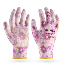 GRINDA PROTECT, M (8), садовые перчатки с прозрачным нитриловым покрытием, зелёные, 13 класс (11295-M)