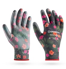 GRINDA PROTECT, S (7), садовые перчатки с прозрачным нитриловым покрытием, чёрные, 13 класс (11296-S)