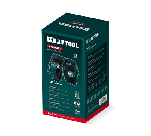 KRAFTOOL EXPERT стабилизирующие, доп. фиксация на бедре, гелевая вставка, пластиковая накладка, защита от скольжения, наколенники защитные (11515)