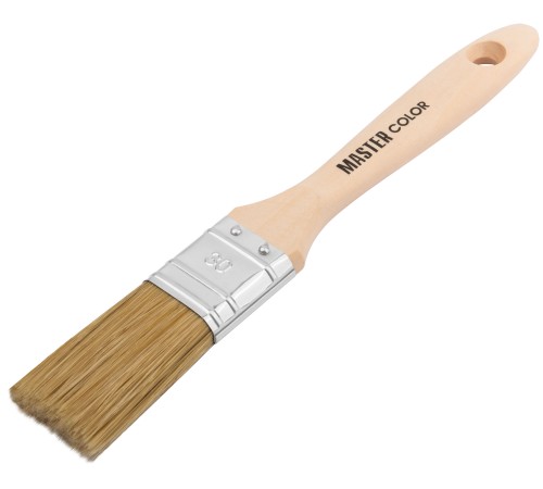 Кисть флейцевая, ширина 30 мм,  толщина 14,4 мм, 50% ПБT/50% свет. натур. щетина, нержавеющий обжим. MC Кисть флейцевая, ширина 30 мм,  толщина 14,4 мм, 50% ПБT/50% свет. натур. щетина, нержавеющий обжим. MC