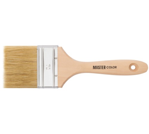 Кисть флейцевая, ширина 70 мм,  толщина 16 мм, 50% ПБT/50% свет. натур. щетина, нержавеющий обжим. MC