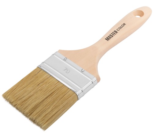 Кисть флейцевая, ширина 70 мм,  толщина 16 мм, 50% ПБT/50% свет. натур. щетина, нержавеющий обжим. MC