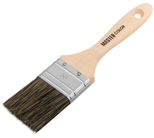 Кисть флейцевая, ширина 50 мм,  толщина 16 мм, 50% ПБT/50%  чер. натур. щетина, нержавеющий обжим. MC Кисть флейцевая, ширина 50 мм,  толщина 16 мм, 50% ПБT/50%  чер. натур. щетина, нержавеющий обжим. MC