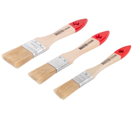 Набор из 3-х флейцевых кистей с деревянными ручками: ширина 20, 25, 35 мм, натур. щетина, 55% топс MC Набор из 3-х флейцевых кистей с деревянными ручками: ширина 20, 25, 35 мм, натур. щетина, 55% топс MC