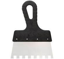 Шпатель зубчатый, 10х10 мм, нержавеющая сталь, пластиковая ручка, 150 мм MC