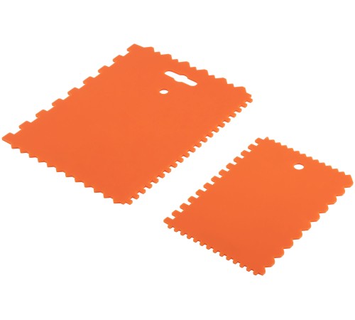 Набор пластиковых зубчатых шпателей, 2 шт: 175x130 мм, 130x90 мм MC Набор пластиковых зубчатых шпателей, 2 шт: 175x130 мм, 130x90 мм MC