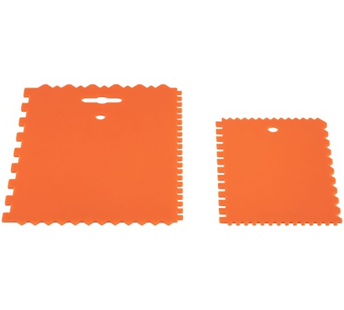 Набор пластиковых зубчатых шпателей, 2 шт: 175x130 мм, 130x90 мм MC Набор пластиковых зубчатых шпателей, 2 шт: 175x130 мм, 130x90 мм MC