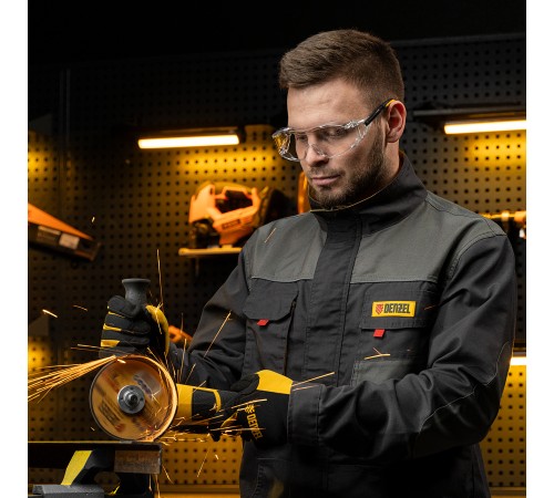 Очки защитные открытые, поликарбонатные, увеличенная прозрачная линза,  регулируемые дужки Denzel