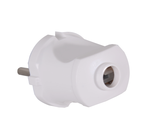 Вилка прямая б/з, белая 6А 250В Вихрь