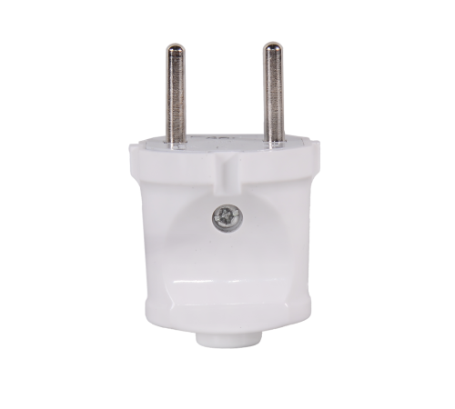 Вилка прямая б/з, белая 6А 250В Вихрь