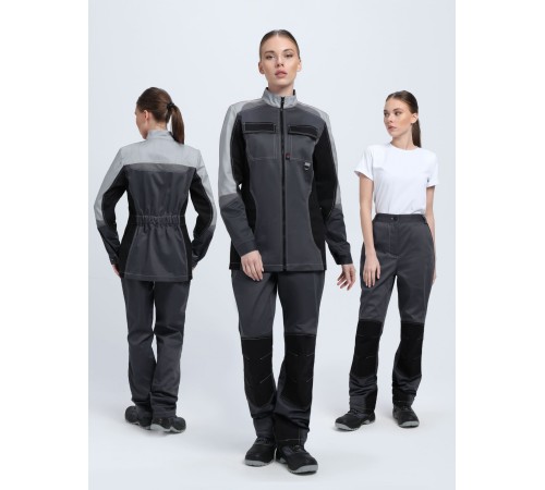 Костюм женский Формула-1 IMP (тк.Смесовая,240) брюки, т.серый/св.серый/черный