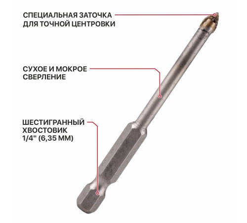 Сверло по стеклу и керамике P.I.T. AMAS13-005S