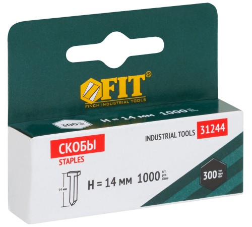 Скобы для степлера закалённые, гвозди, 14 мм, 1000 шт. FIT IT Скобы для степлера закалённые, гвозди, 14 мм, 1000 шт. FIT IT