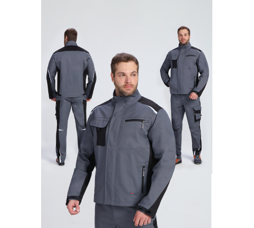 Куртка ProfLineLeader (тк.Хлопок/Спандекс,260), серый/черный