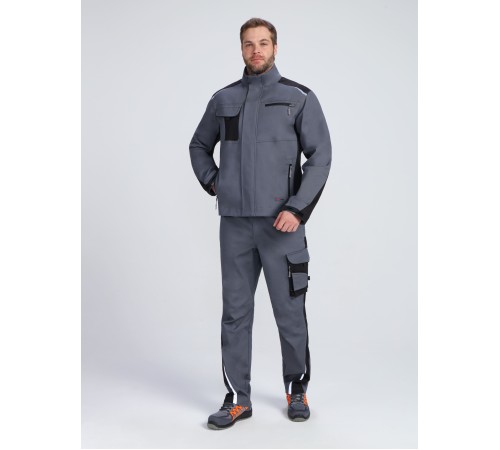 Куртка ProfLineLeader (тк.Хлопок/Спандекс,260), серый/черный