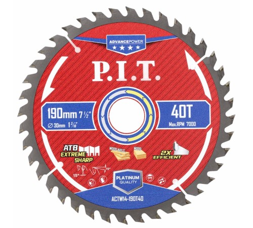 Диск пильный по дереву P.I.T. ACTW14-190T40