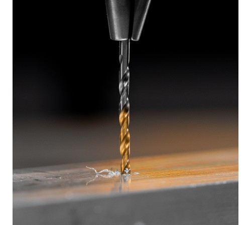 Сверло спиральное по металлу 2,5 x 57 мм, Р6М5, Golden Tip , 2шт. Denzel