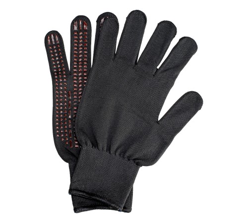 Перчатки трикотажные, синтетическая нить, ПВХ-гель точка, цвет: черный, L, 13 класс Сибртех