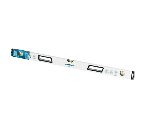 Уровень алюминиевый, 1000 мм, усиленный, рукоятки, фрезерованный, 3 глазка, магнитный Gross