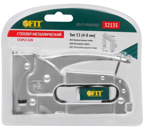 Степлер для узких скоб "тип 53" 4-8 мм, металлический корпус FIT DIY Степлер для узких скоб "тип 53" 4-8 мм, металлический корпус FIT DIY