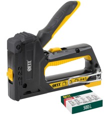 Степлер 6-в-1 для скоб "тип 53","тип 53F", "тип 140", "тип 28", "тип 300", "тип 500" , 4-14 мм, 2-х позиционная регулировка силы уд