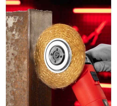 Щетка для УШМ, 150 мм, посадка 22.2 мм, плоская, латунированная витая проволока Matrix