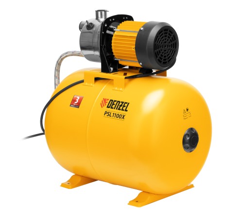 Насосная станция PSL1100X, 1100 Вт, 3600 л/ч, ресивер 50 л, подъем 45 м, нержавейка Denzel Насосная станция PSL1100X, 1100 Вт, 3600 л/ч, ресивер 50 л, подъем 45 м, нержавейка Denzel
