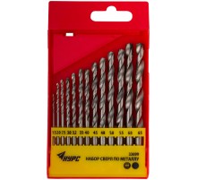 Набор сверл HSS по металлу полированных, 13 шт. (1,5-2-2,5-3-3,2-3,5-4-4,5-4,8-5-5,5-6-6,5 мм) КУРС