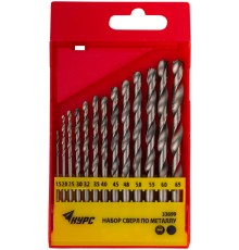 Набор сверл HSS по металлу полированных, 13 шт. (1,5-2-2,5-3-3,2-3,5-4-4,5-4,8-5-5,5-6-6,5 мм) КУРС Набор сверл HSS по металлу полированных, 13 шт. (1,5-2-2,5-3-3,2-3,5-4-4,5-4,8-5-5,5-6-6,5 мм) КУРС