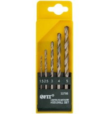 Набор сверл по металлу HSS полированных, 5 шт. (1,5-2,5-3-4-5 мм) FIT IT Набор сверл по металлу HSS полированных, 5 шт. (1,5-2,5-3-4-5 мм) FIT IT