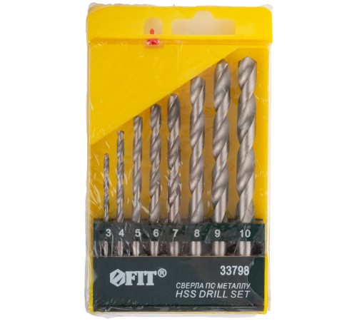 Набор сверл по металлу HSS полированных, 8 шт. (3-4-5-6-7-8-9-10 мм) FIT IT Набор сверл по металлу HSS полированных, 8 шт. (3-4-5-6-7-8-9-10 мм) FIT IT