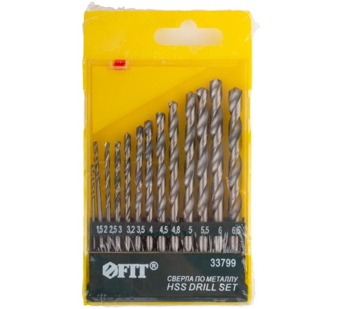 Набор сверл по металлу HSS полированных, 13 шт. (1,5-2-2,5-3-3,2-3,5-4-4,5-4,8-5-5,5-6-6,5 мм) FIT IT