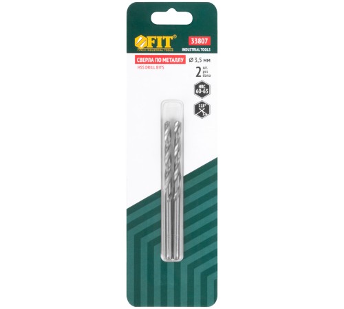 Сверла по металлу HSS полированные в блистере 3,5 мм ( 2 шт.) FIT IT