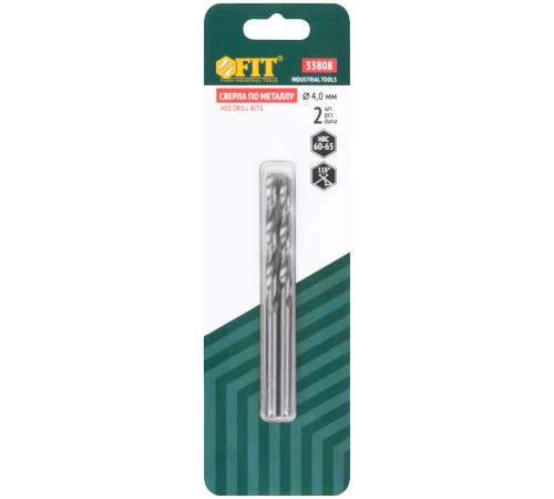 Сверла по металлу HSS полированные в блистере 4,0 мм ( 2 шт.) FIT IT