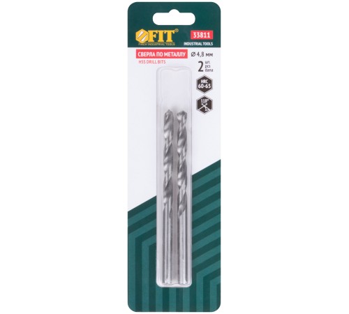 Сверла по металлу HSS полированные в блистере 4,8 мм ( 2 шт.) FIT IT