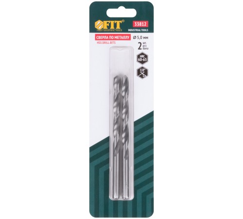 Сверла по металлу HSS полированные в блистере 5,0 мм ( 2 шт.) FIT IT