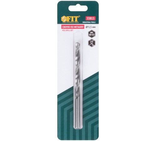 Сверло по металлу HSS полированное в блистере 5,5 мм ( 1 шт.) FIT IT Сверло по металлу HSS полированное в блистере 5,5 мм ( 1 шт.) FIT IT