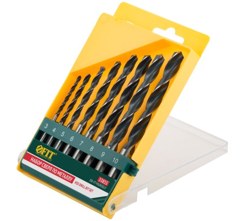 Набор сверл по металлу HSS черненых, 8 шт. (3-4-5-6-7-8-9-10 мм) FIT DIY