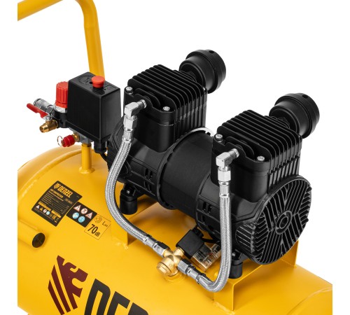 Компрессор безмасл. малошумный DLP-1500/50, 1,5 кВт,50 л, 2850 об/мин, 250 л/мин Denzel