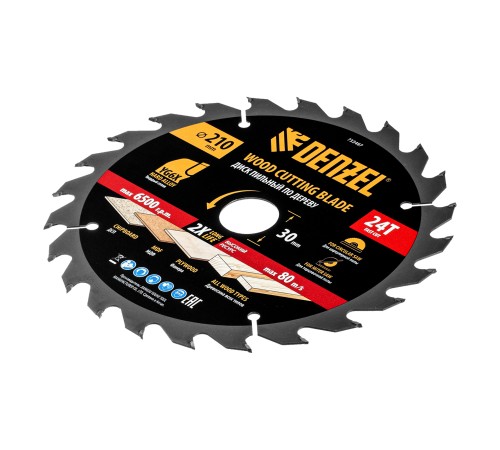 Пильный диск по дереву ф210 х 30 мм, 24 зубьев Denzel