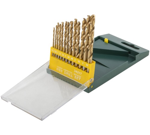 Набор сверл HSS по металлу, титановое покрытие, 13 шт. (1,5-2-2,5-3-3,2-3,5-4-4,5-4,8-5-5,5-6-6,5 мм) FIT IT Набор сверл HSS по металлу, титановое покрытие, 13 шт. (1,5-2-2,5-3-3,2-3,5-4-4,5-4,8-5-5,5-6-6,5 мм) FIT IT