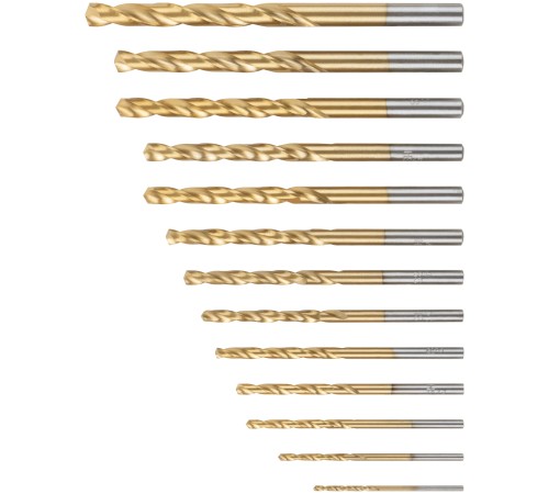 Набор сверл HSS по металлу, титановое покрытие, 13 шт. (1,5-2-2,5-3-3,2-3,5-4-4,5-4,8-5-5,5-6-6,5 мм) FIT IT Набор сверл HSS по металлу, титановое покрытие, 13 шт. (1,5-2-2,5-3-3,2-3,5-4-4,5-4,8-5-5,5-6-6,5 мм) FIT IT