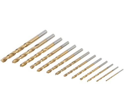 Набор сверл HSS по металлу, титановое покрытие, 13 шт. (1,5-2-2,5-3-3,2-3,5-4-4,5-4,8-5-5,5-6-6,5 мм) FIT IT Набор сверл HSS по металлу, титановое покрытие, 13 шт. (1,5-2-2,5-3-3,2-3,5-4-4,5-4,8-5-5,5-6-6,5 мм) FIT IT